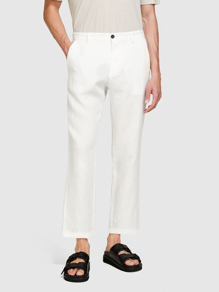 Regular fit trousers in 100% linen - men's regular fit trousers - White | Sisley image number 4